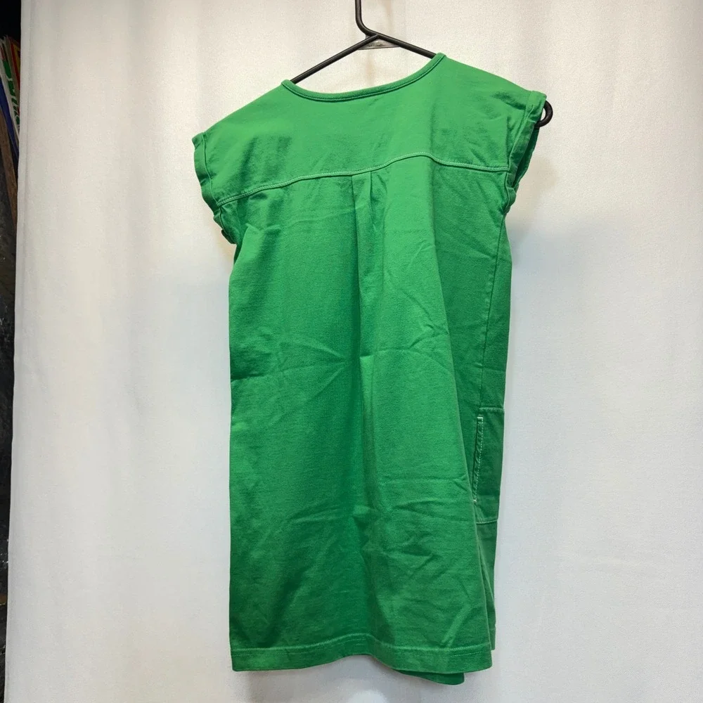 Hanna Andersson Dress Girls 140 Kelly Green Cap Sleeve Cotton Pocket Shift Dress